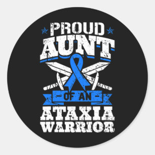 Tante van een ataxie Warrior Awareness Ribbon Dyst Ronde Sticker