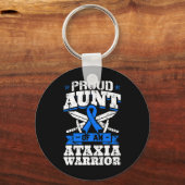 Tante van een ataxie Warrior Awareness Ribbon Dyst Sleutelhanger (Voorkant)