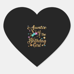 Tante van het verjaardagsmeisje eenhoorn T-shirt Hart Sticker