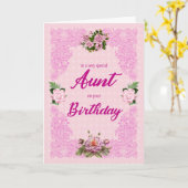 Tante verjaardag met roze rozenrozen Kaart (Gele Bloem)