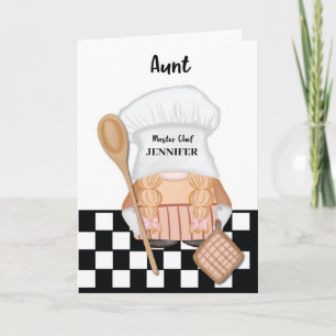 Tante Verjaardag Whimsical Gnome Chef Cooking Kaart