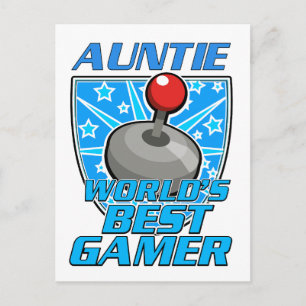 Tante Werelds beste gamer retro logo Feestdagenkaart