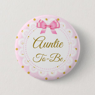 Tante wordt Baby shower roze en gouden Button