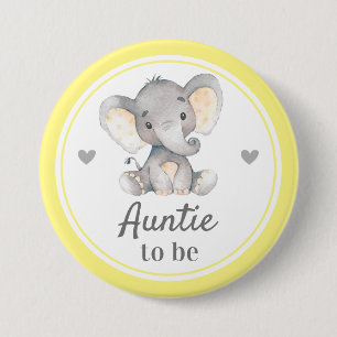 Tante wordt de nieuwe tante Yellow Baby shower Ele Ronde Button 7,6 Cm