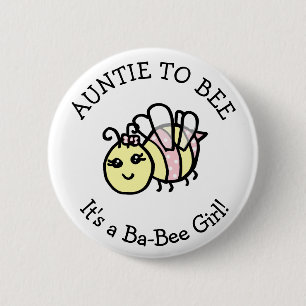 Tante wordt honingbij thema Baby shower Ronde Button 5,7 Cm