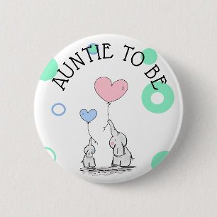 Tante wordt olifant Baby shower Button