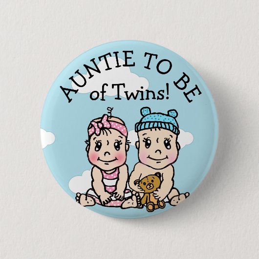 Tante wordt van tweeling, Baby shower Button (Voorkant)