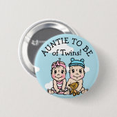 Tante wordt van tweeling, Baby shower Button (Voorkant /achterkant)