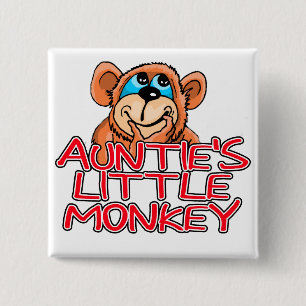 Tante's Little Monkey Tshirts en geschenken Vierkante Button 5,1 Cm