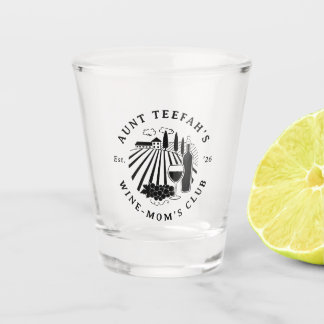 Tante's Wijnclub Voor Moeders T-Shirt - Zwart Shot Glas