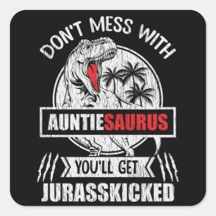 TanteSaurus Grappige Dinosaur Tante Familie Cadeau Vierkante Sticker