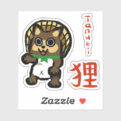Tanuki avec Sticker Kanji (Feuille)