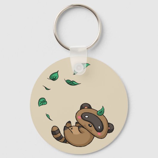 Tanuki en bladeren sleutelhanger (Voorkant)