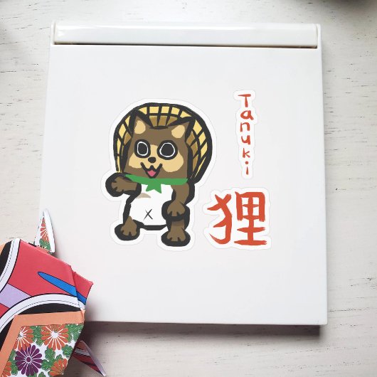 Tanuki met Kanji Sticker