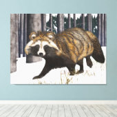 Tanuki - Raccoon Dog Canvas Afdruk (Insitu (Houten vloer))