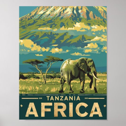 Tanzania Afrika Beroemde Reisplaats Poster (Voorkant)