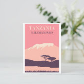  Tanzania Afrika Mount Kilimanjaro Pink Briefkaart (Staand voorkant)