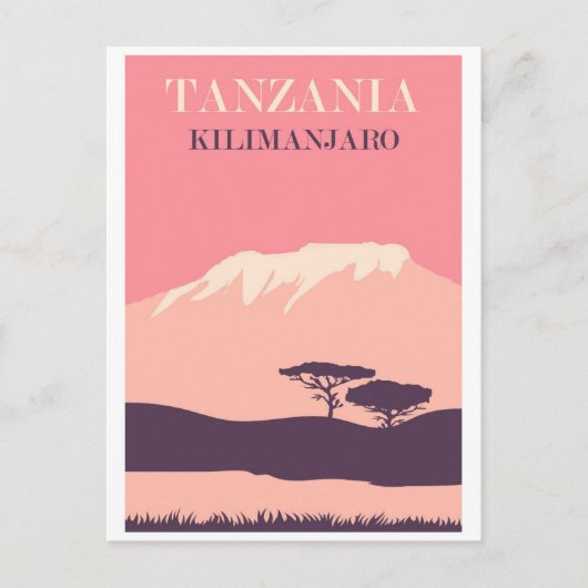  Tanzania Afrika Mount Kilimanjaro Pink Briefkaart (Voorkant)