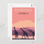 Tanzania Afrika Roze Giraffe Reizen Briefkaart (Voorkant / Achterkant)