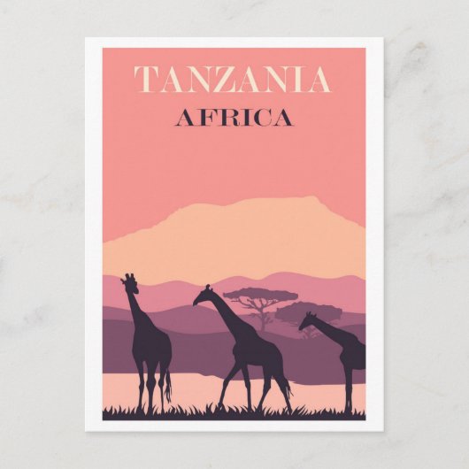 Tanzania Afrika Roze Giraffe Reizen Briefkaart (Voorkant)