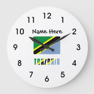 Tanzania en Tanzaniaanse vlag met grote Jouw naam Klok