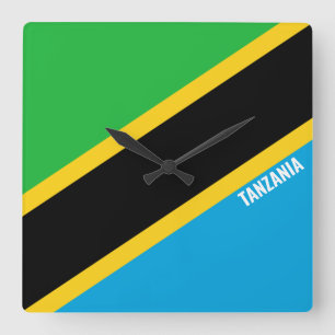 Tanzania Flag Dazzling Patriotic Vierkante Klok