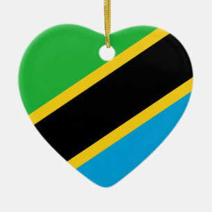 Tanzania Flag Heart Keramisch Ornament