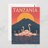 Tanzania Flamingo Sunset Briefkaart (Voorkant / Achterkant)