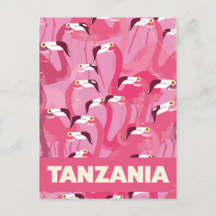 Tanzania Flamingos retro-reisposter Briefkaart