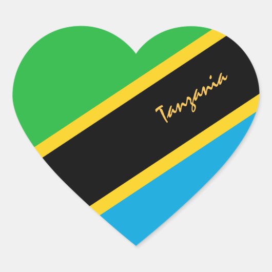 Tanzania Hartsticker, Patriotische Tanzaniaanse Vl Hart Sticker (Voorkant)