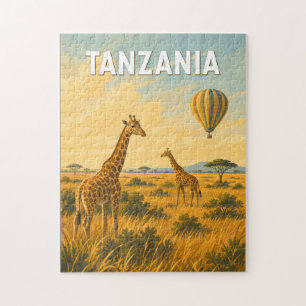 Tanzania Heet Luchtballon Illustratie Reis Kunst Legpuzzel