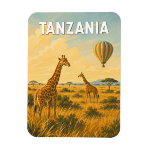 Tanzania Heet Luchtballon Illustratie Reis Kunst Magneet