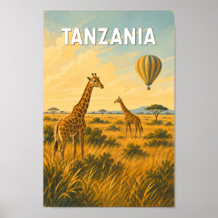 Tanzania Heet Luchtballon Illustratie Reis Kunst Poster