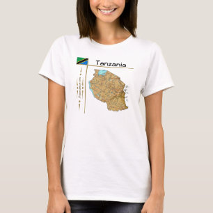 Tanzania Kaart + Vlag + Titel T-Shirt