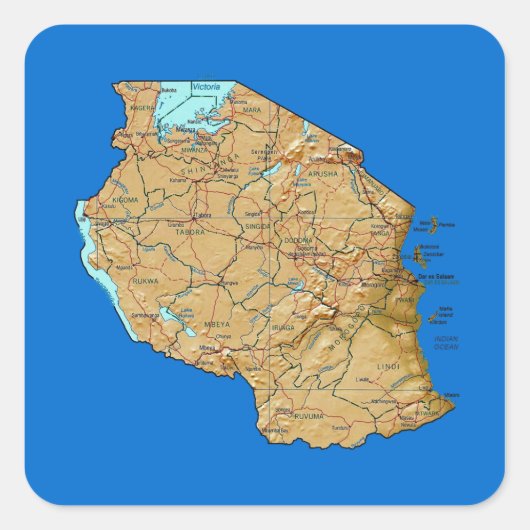 Tanzania Map Sticker (Voorkant)