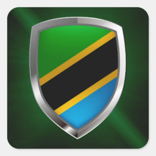 Tanzania Metallic Emblem Vierkante Sticker