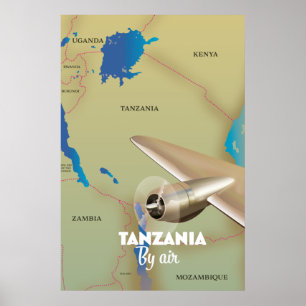 Tanzania Per Vliegtuig Poster