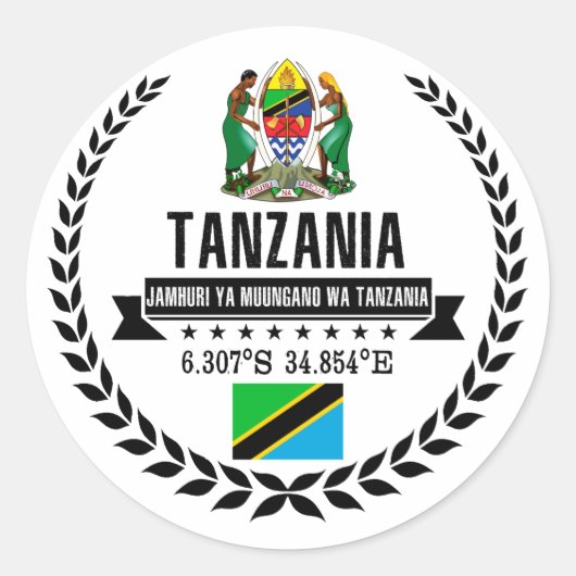 Tanzania Ronde Sticker (Voorkant)