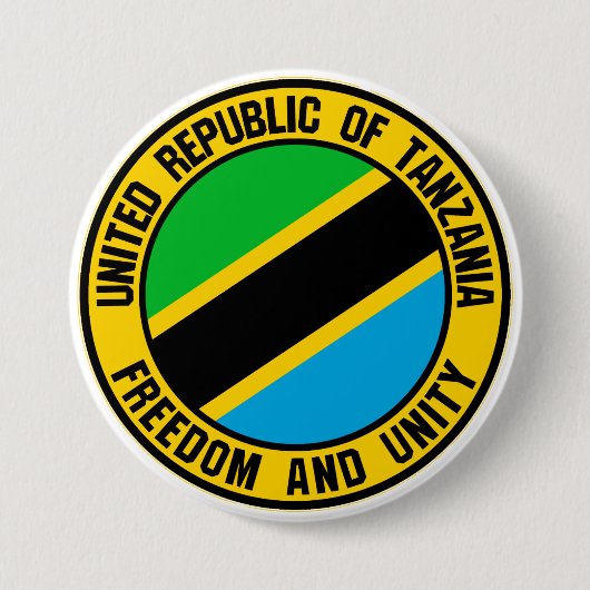 Tanzania Round Emblem Ronde Button 7,6 Cm (Voorkant)