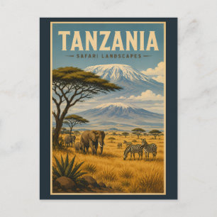 Tanzania Safari Zebra Illustratie Reis Kunst Briefkaart