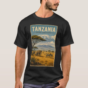 Tanzania Safari Zebra Illustratie Reis Kunst T-shirt