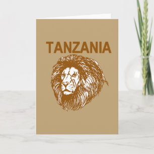 Tanzanie Avec Carte De Voeux Lion