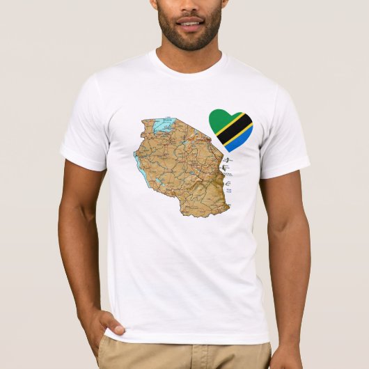 Tanzanie - Coeur du drapeau et T-shirt (Devant)