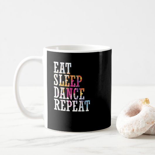 Tanzen "Eat Sleep Dance Repeat" Koffiemok (Met donut)