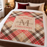 Tanzilrode Tartan Gelukkig Kerstmis Monogram