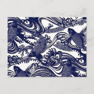 Taoism Yin Yang Blue Japanese Tattoo Koi Fish Briefkaart