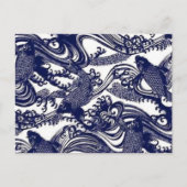 Taoism Yin Yang Blue Japanese Tattoo Koi Fish Briefkaart (Voorkant)