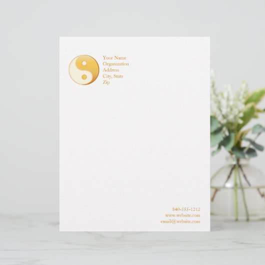 Taoïsme Symbool 8.5" x 11" Briefhoofd Ontwerp (Staand voorkant)