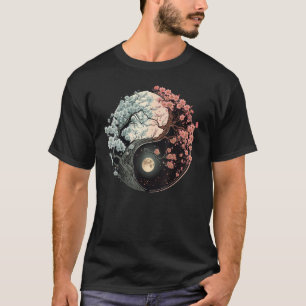 Taoïsme Yin Yang Kersenbloesem op Taijitu Yin Yang T-shirt