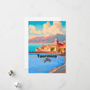 Taormina Italië Reis Poster, Taormina Reis Kunst Feestdagenkaart